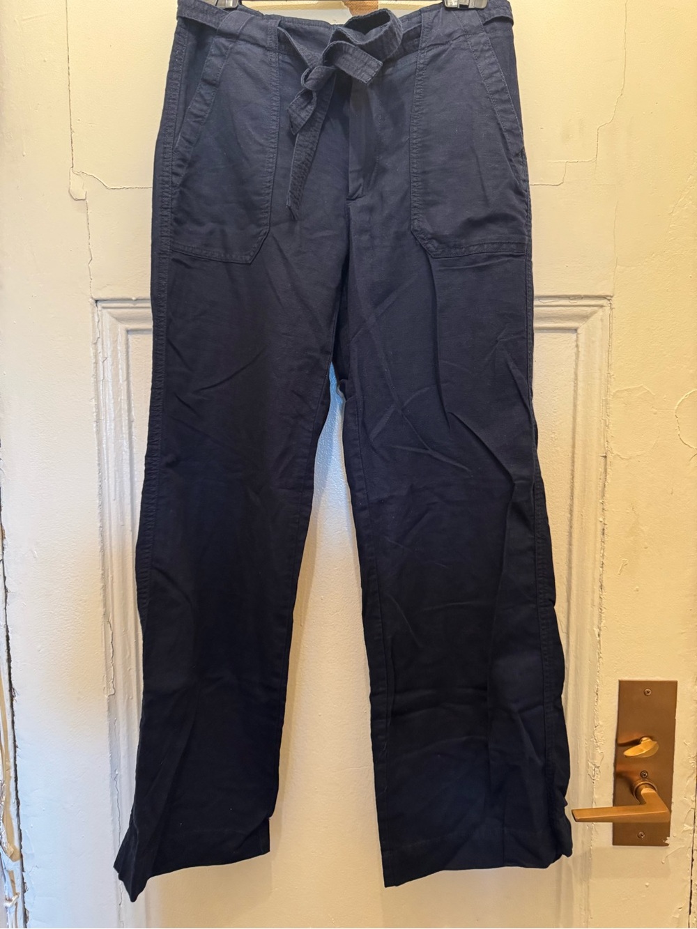 GAP Navy Linen Wide Leg Drawstring Pants